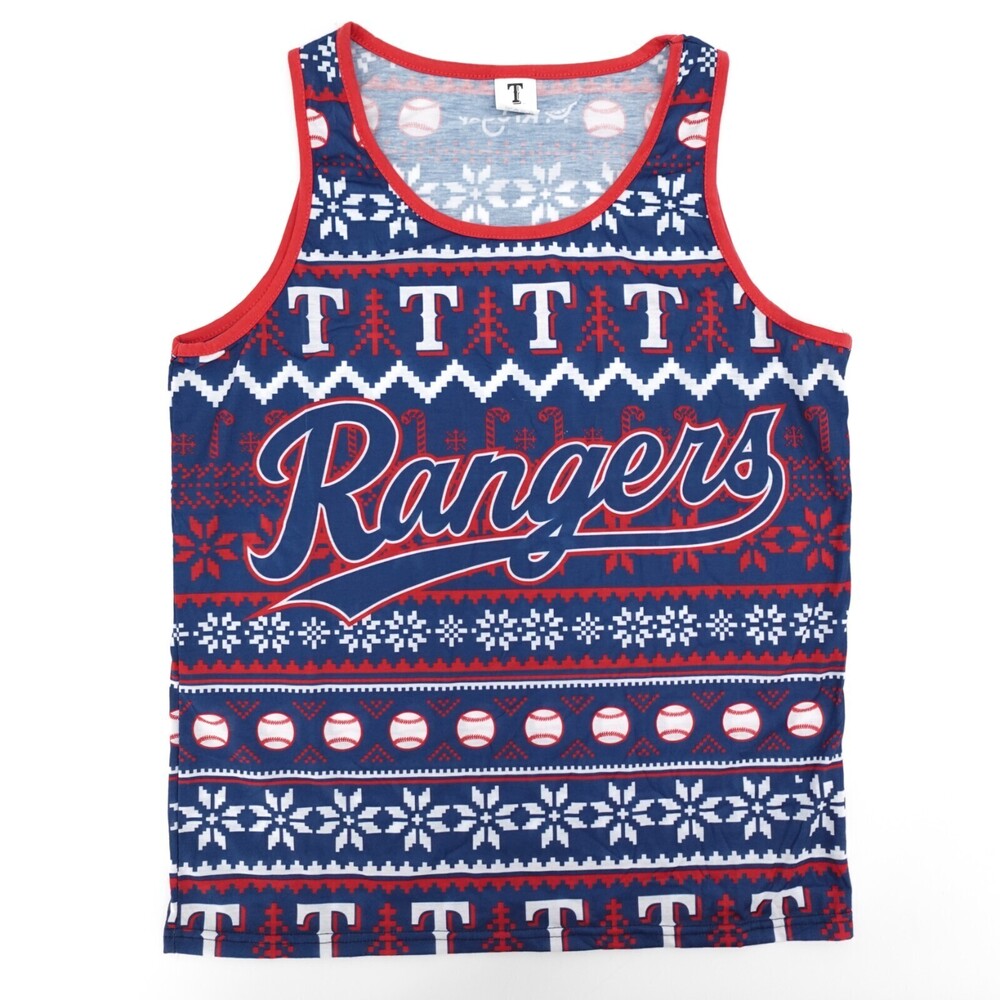 Texas Rangers Christmas Shirt Adult Medium Sleeveless Tank Top MLB Baseball